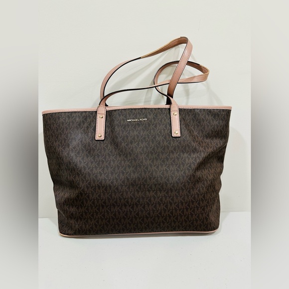 Michael Kors Handbags - MICHAEL KORS Jet Set Signature Large Travel Tote Brown